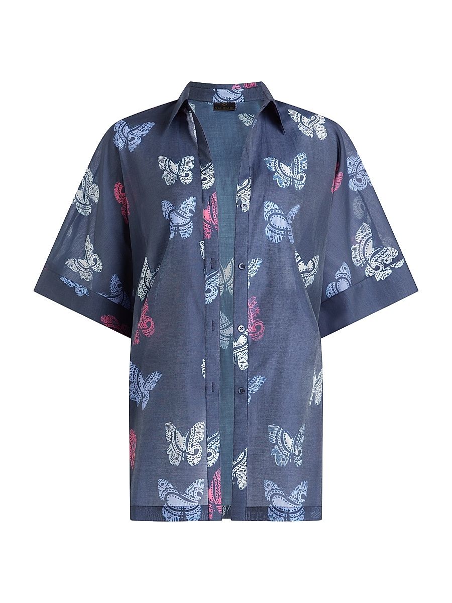 Women's Sydney Butterfly Cover-Up Shirtdress - Navy - Size XL