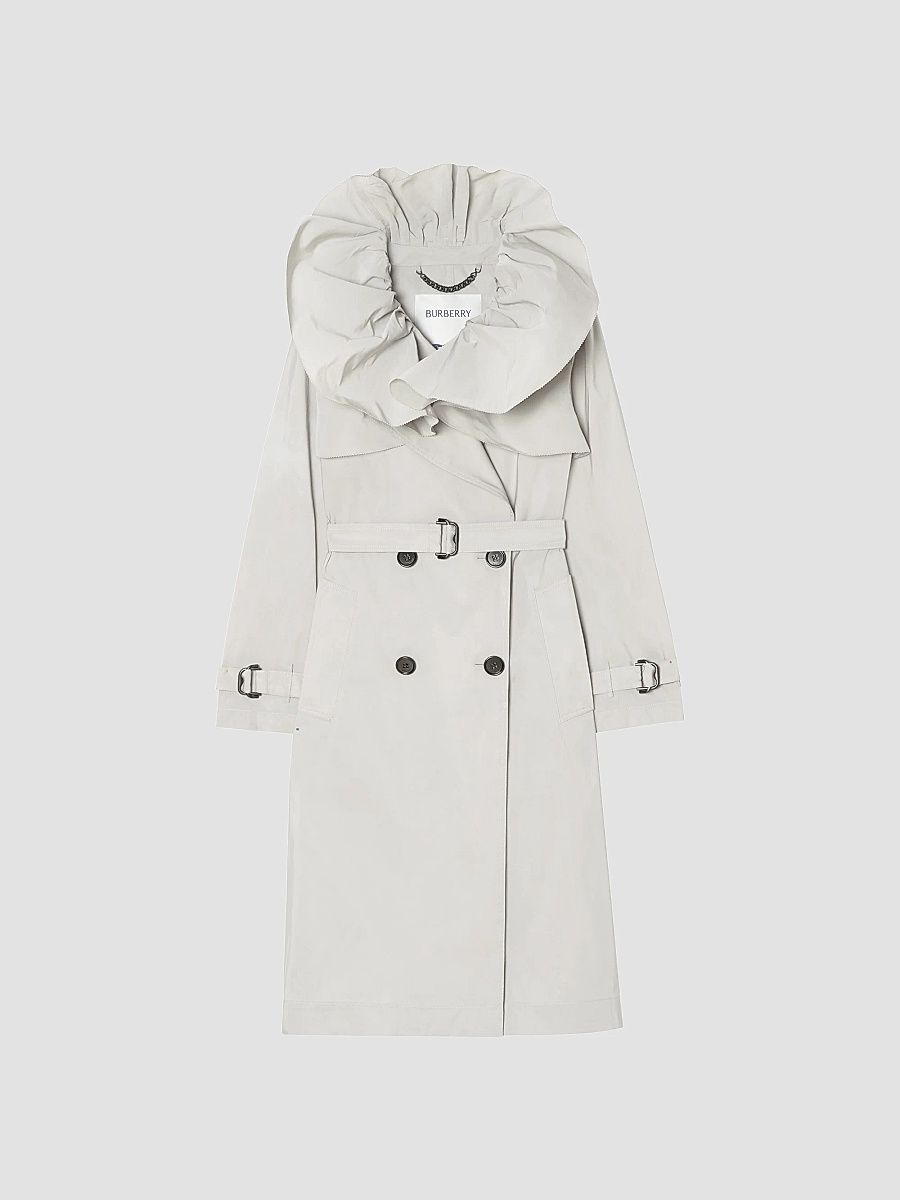 Burberry Women's Clare Faille Trench Coat - Glacier Blue - Size 16
