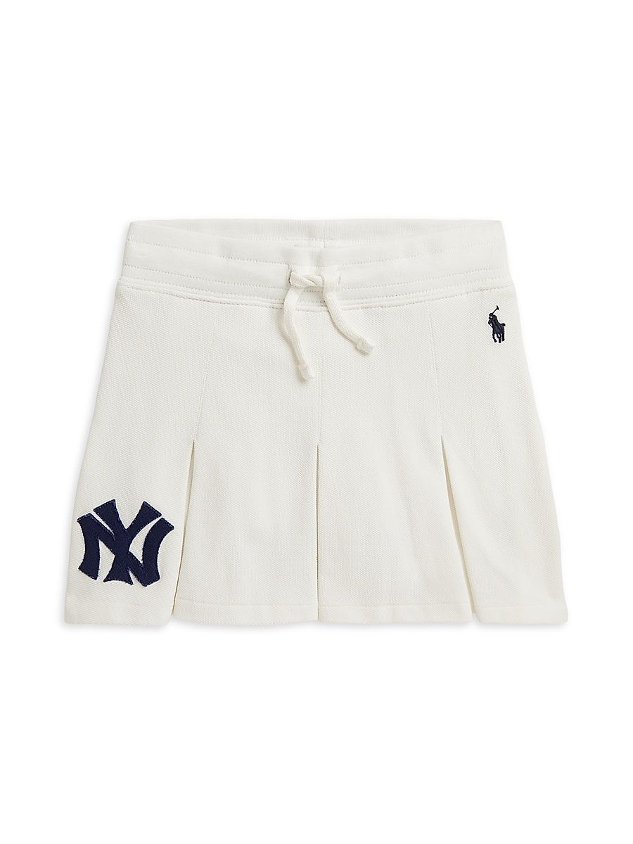 Little Girl's & Girl's Yankees Pleated Mesh Skort - Deckwash White - Size 7
