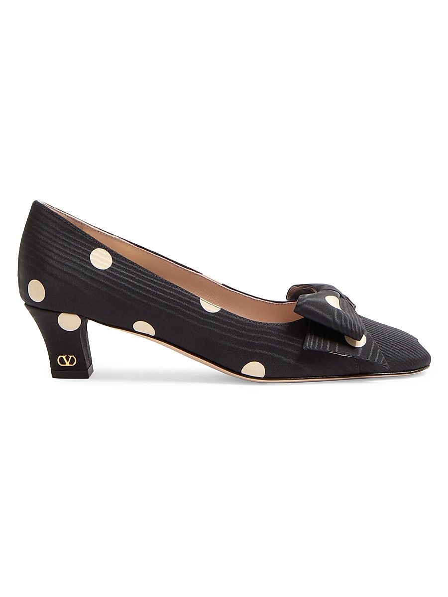 Women's Bowow 45MM Pumps in Moiré Plus De Pois Fabric - Black Butter - Size 7.5