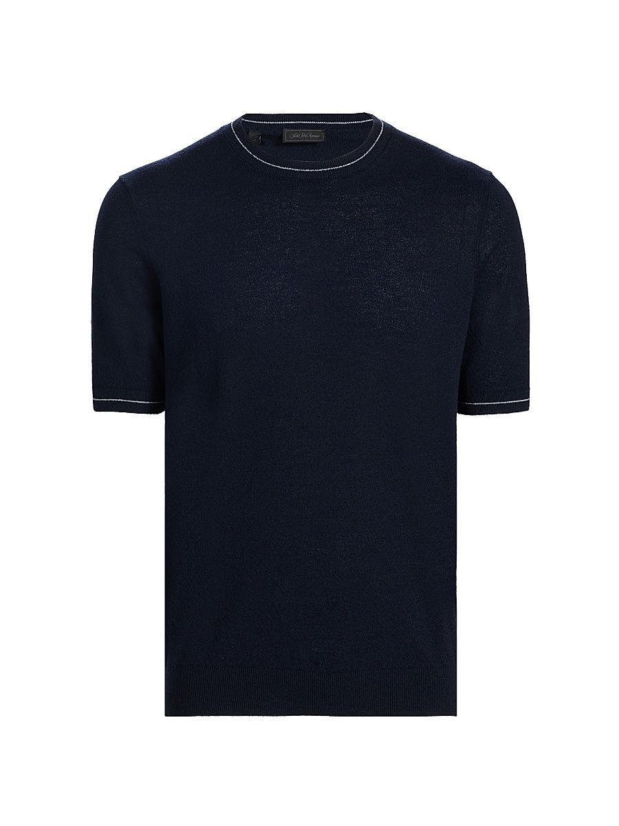 Men's Bouclé Crewneck Top - Navy - Size XXL
