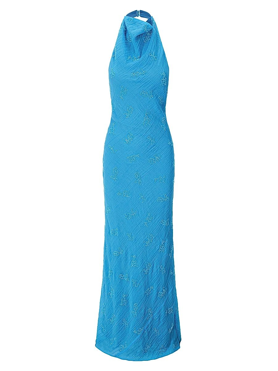 Women's Roselle Beaded Draped Gown - Pacific - Size XL