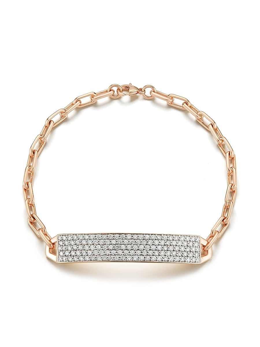 Women's Carrington 18K Rose Gold & Diamond ID Bracelet - Rose Gold