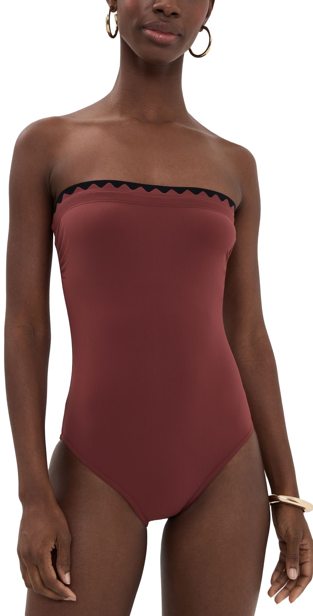 Karla Colletto Lia Bandeau One Piece with Shelf Bra Sienna/Black 12