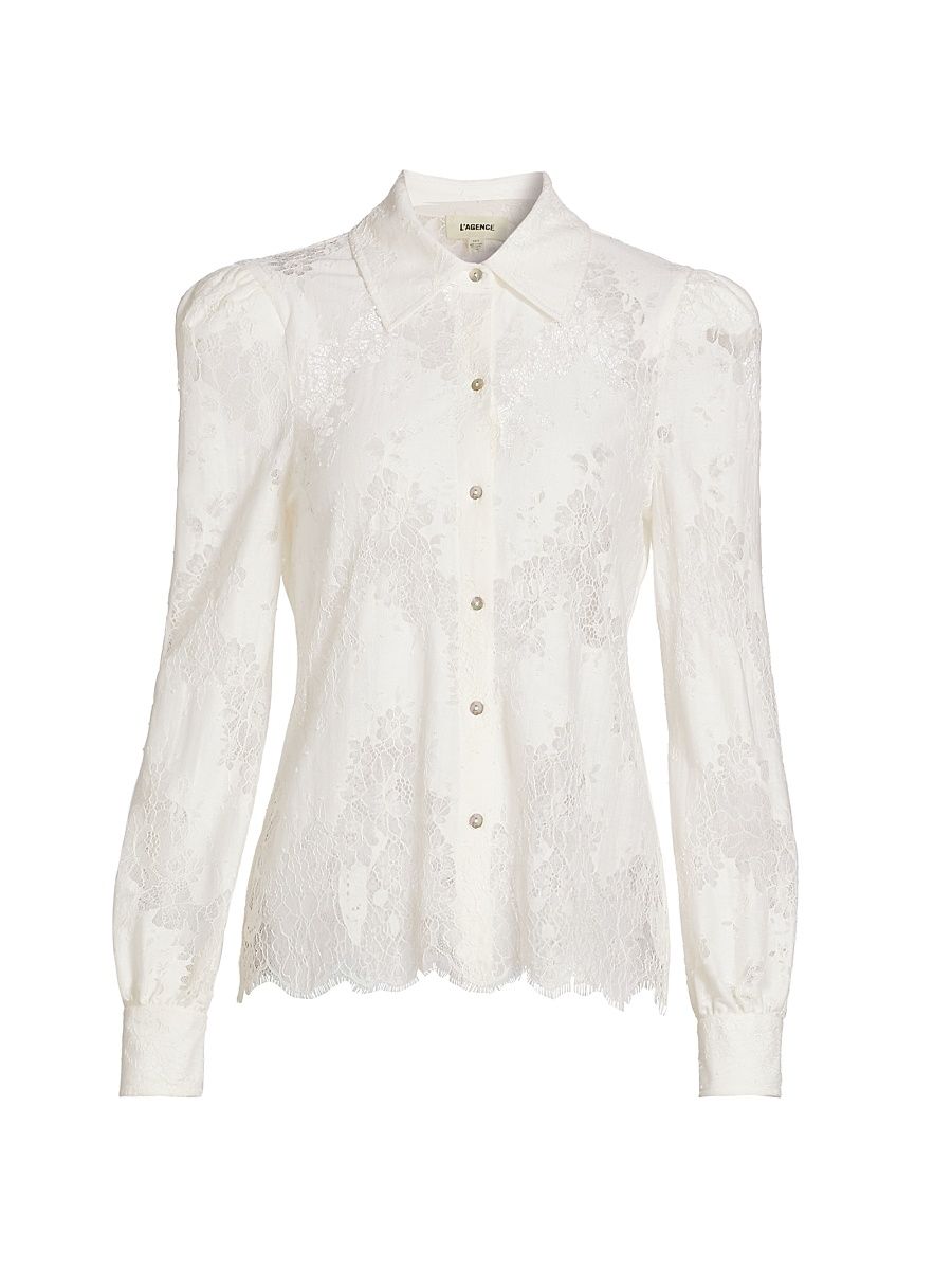 Women's Jenica Floral Lace Blouse - Ivory - Size Medium