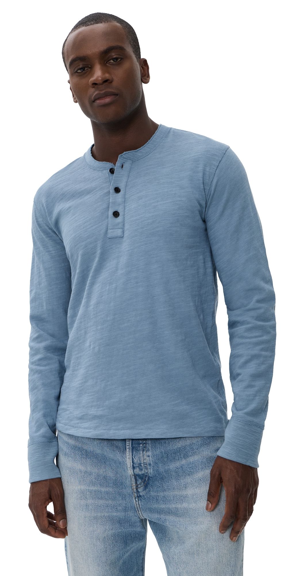 rag & bone Classic Flame Henley Tee Fogbl L
