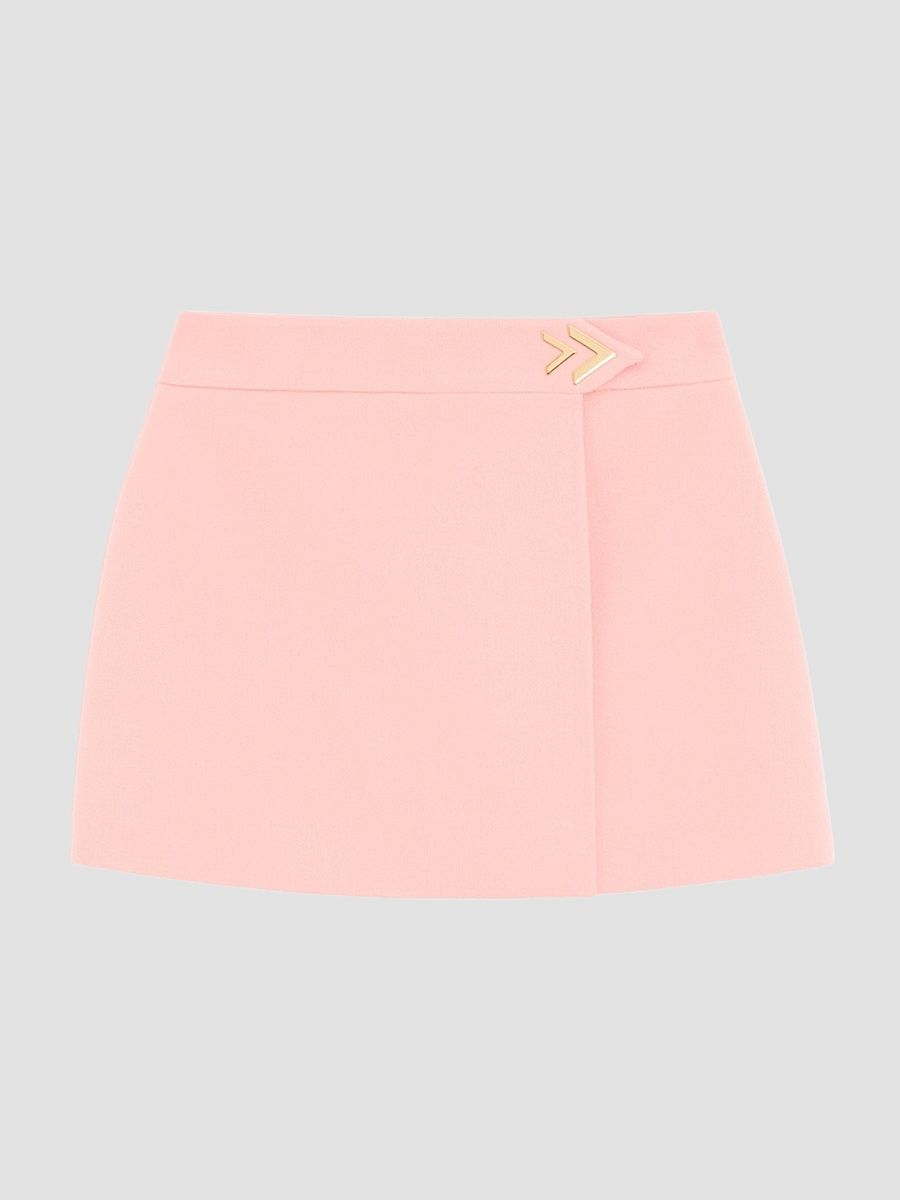 Women's Mini Skirt in Wool Crepe - Pink - Size 2