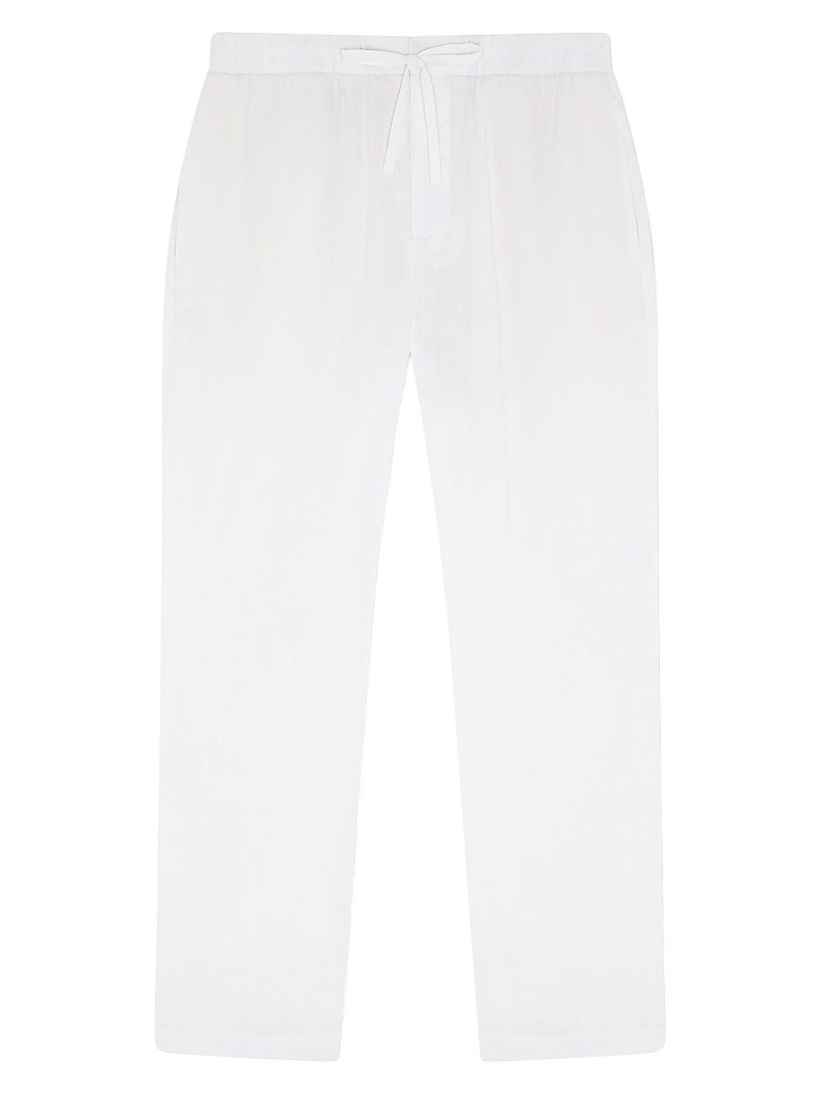 Men's Oscar Cotton-Linen Chino Pants - White - Size 30