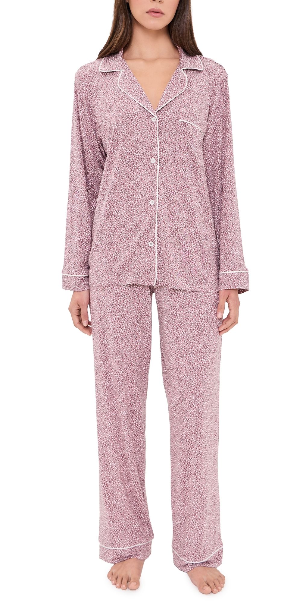 Eberjey Gisele Printed Long Pajama Set Animal Instinct Woodrose/Ivory S