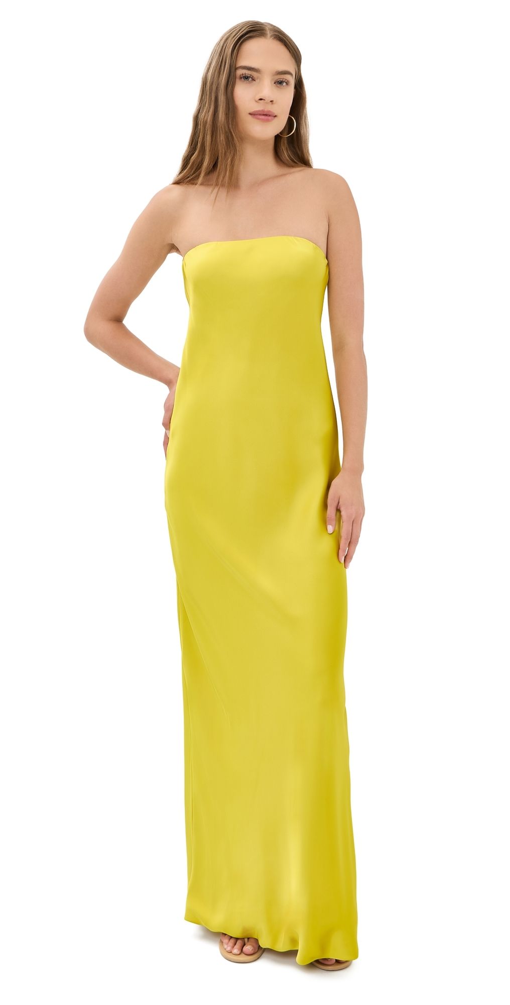 Norma Kamali Bias Strapless Gown Serene Yellow S