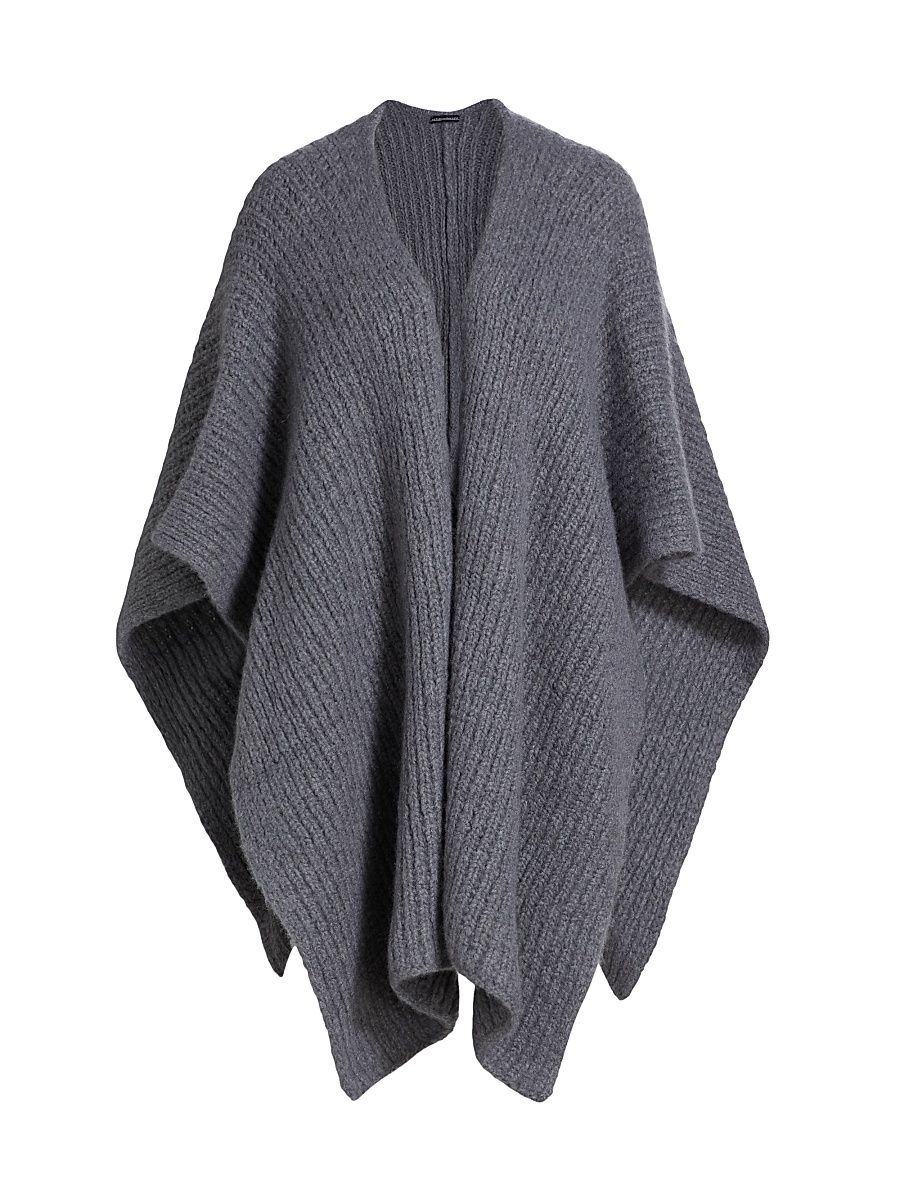 Women's Cashmere-Silk Chunky Knit Cape - Grey