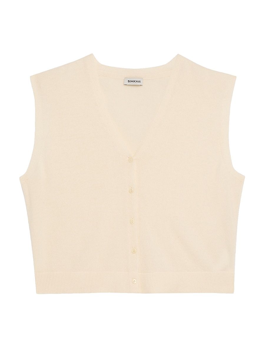 Women's Rozzi Cashmere V-Neck Vest - Ivory - Size XL