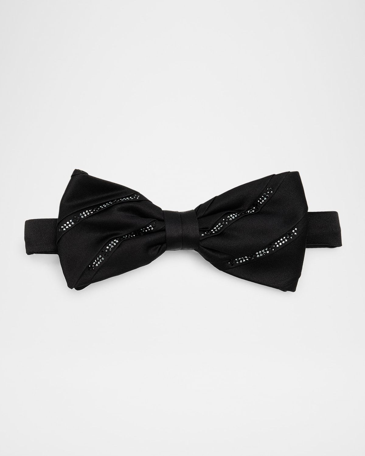 Men & apos;s Pleated Silk Bow Tie with Crystals