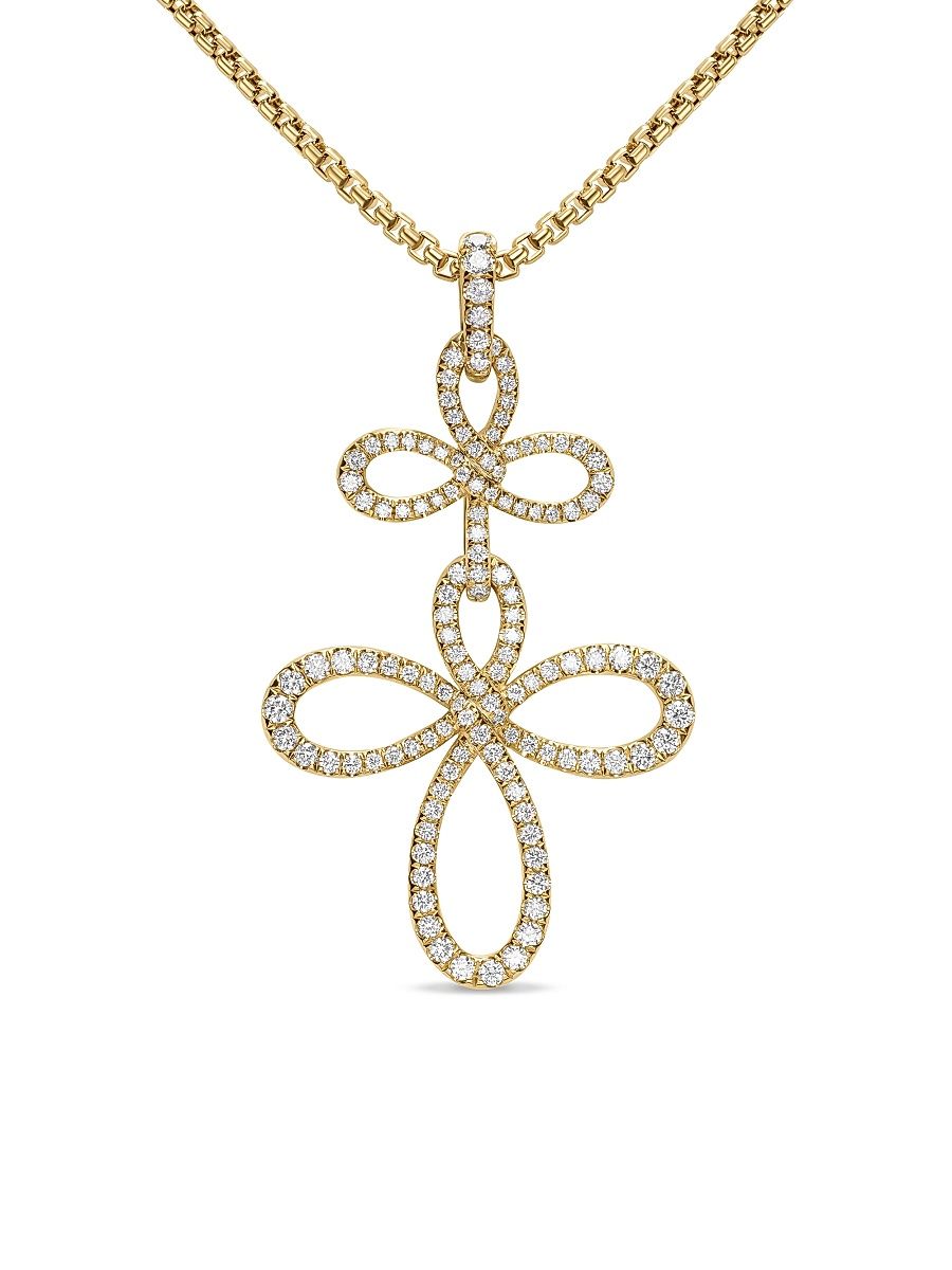 Women's Wisteria Pendant Necklace in 18K Yellow Gold with Diamonds, 38.2MM - Diamond - Size 18