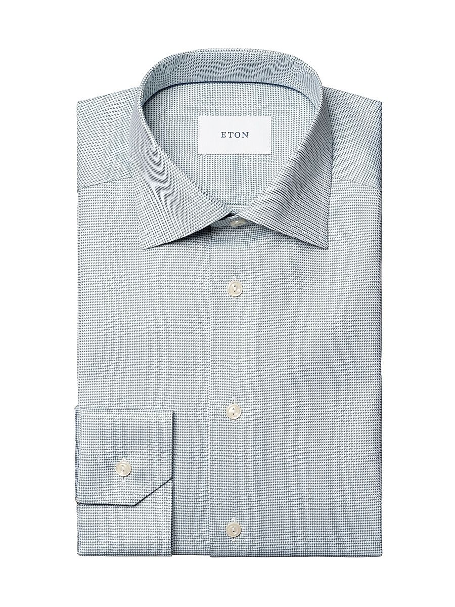 Men's Contemporary-Fit Semi Solid Twill Shirt - Green - Size 18