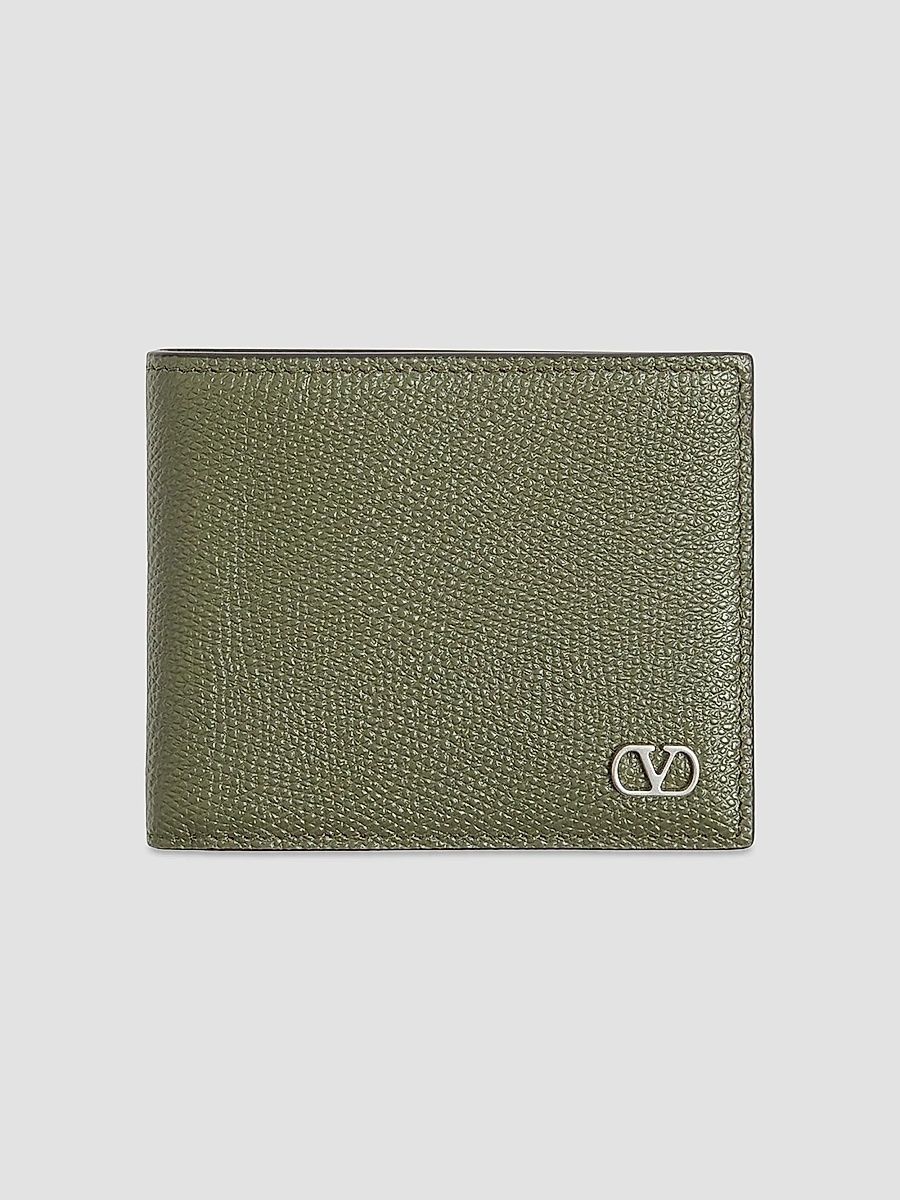 Valentino Men's VLogo Signature Grainy Calfskin Wallet - Military Green