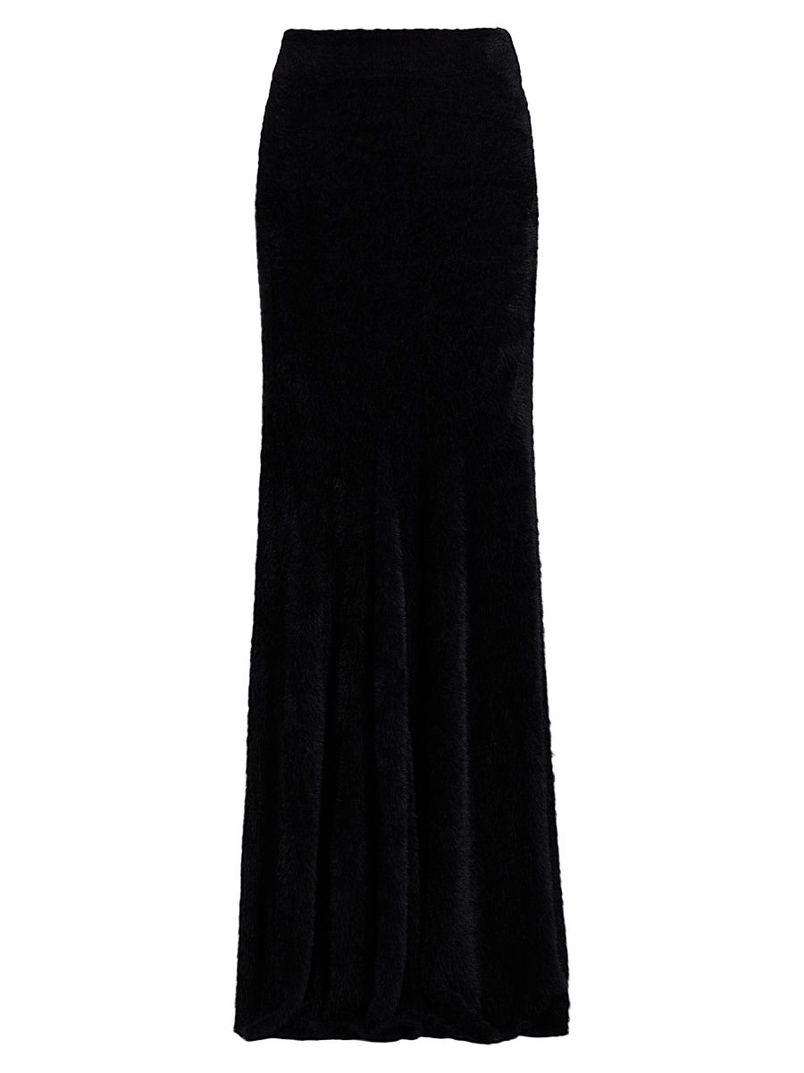Women's Grunge Fitted Eyelash Maxi Skirt - Black - Size Small