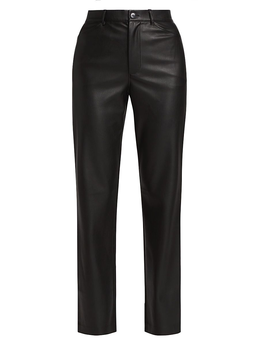 Women's Faux Leather Slim Pants - Black - Size Medium