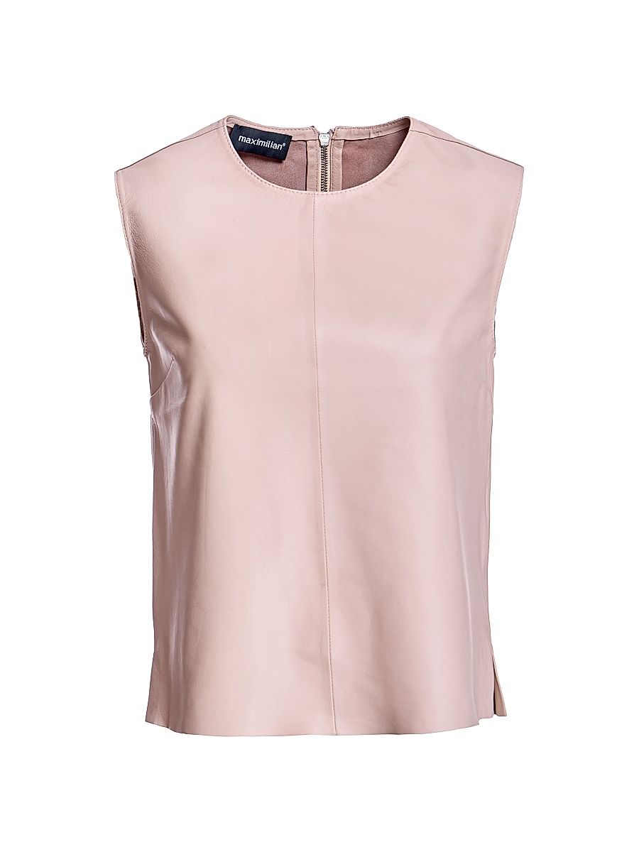 Women's Leather Pullover Shirt - Blush - Size Large