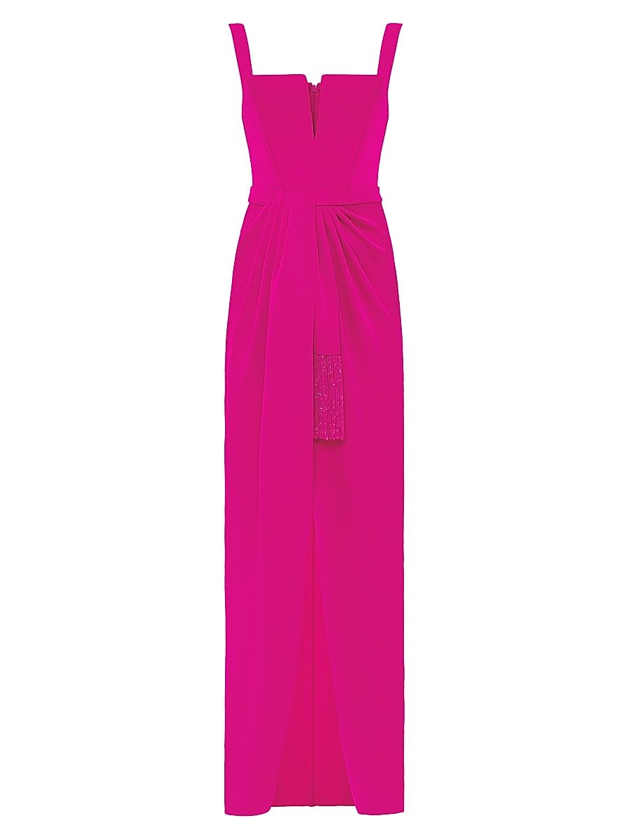 Women's Draped Crepe Column Gown - Fuchsia - Size 12