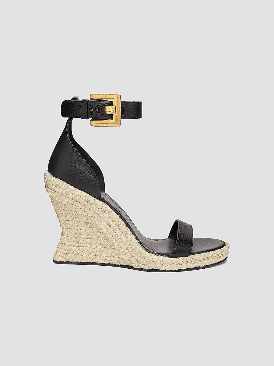 Balmain Women's XO Anthem 95MM Leather Espadrilles - Black - Size 11