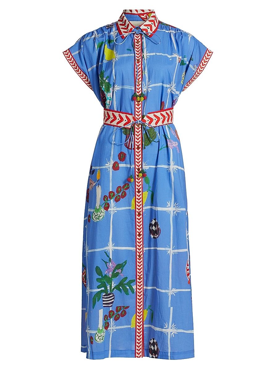 Women's Valerie Oversized Caftan - Picnic Blue - Size Medium