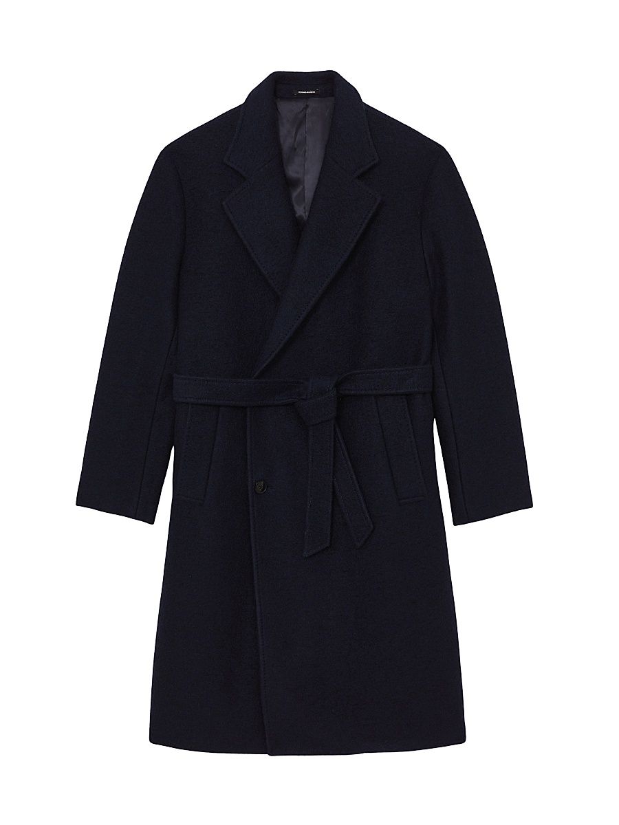 Men's Clavis Wool-Blend Overcoat - Navy - Size Large