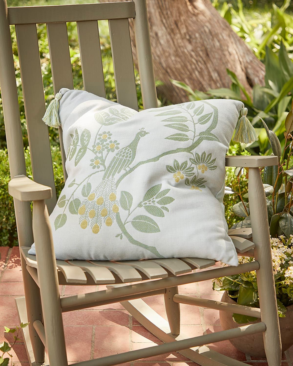 Plume Tassel Indoor/Outdoor Pillow, 22" Square