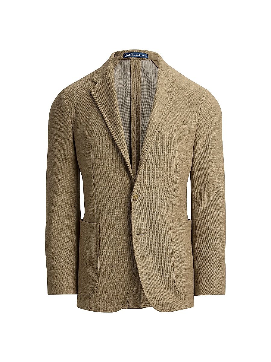 Men's Textured Linen-Blend Blazer - Khaki - Size 48