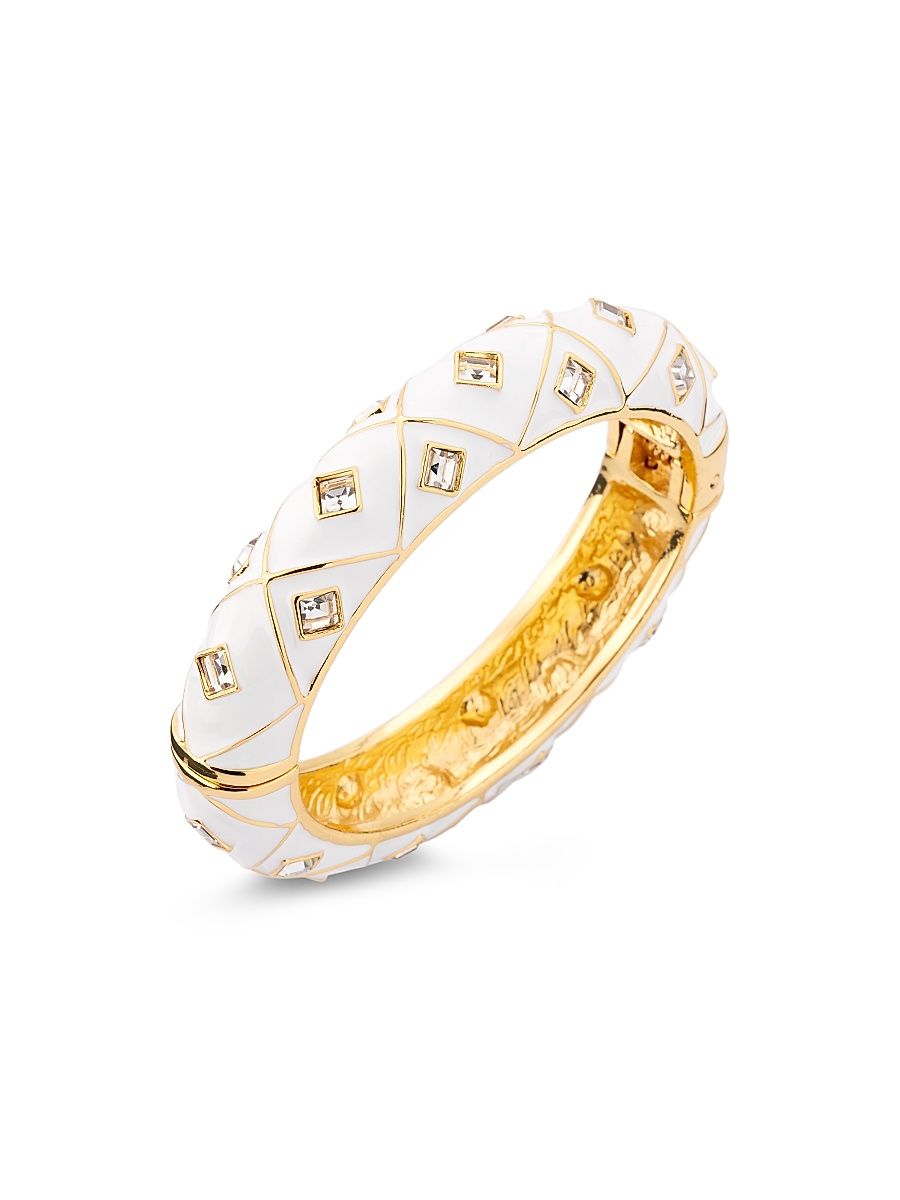 Women's Goldtone, Enamel & Glass Crystal Bangle - Gold White Crystal