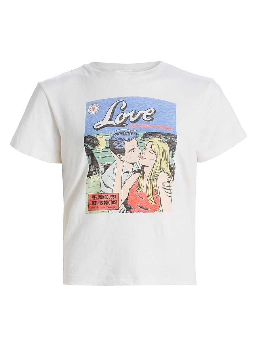 Women's Graphic Cotton T-Shirt - Vintage White - Size XL