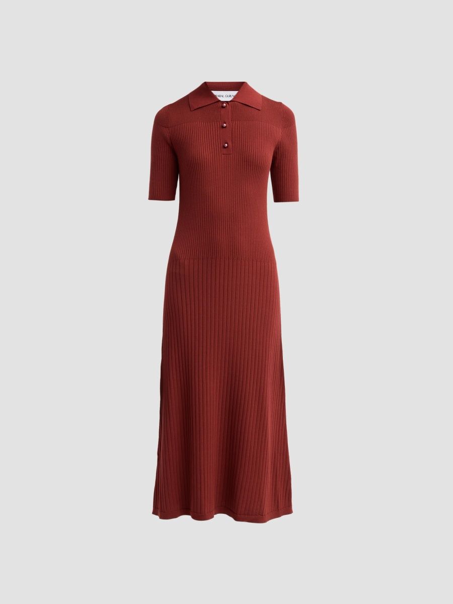 Prabal Gurung Women's Rib-Knit Midi Dress - Rust - Size XL