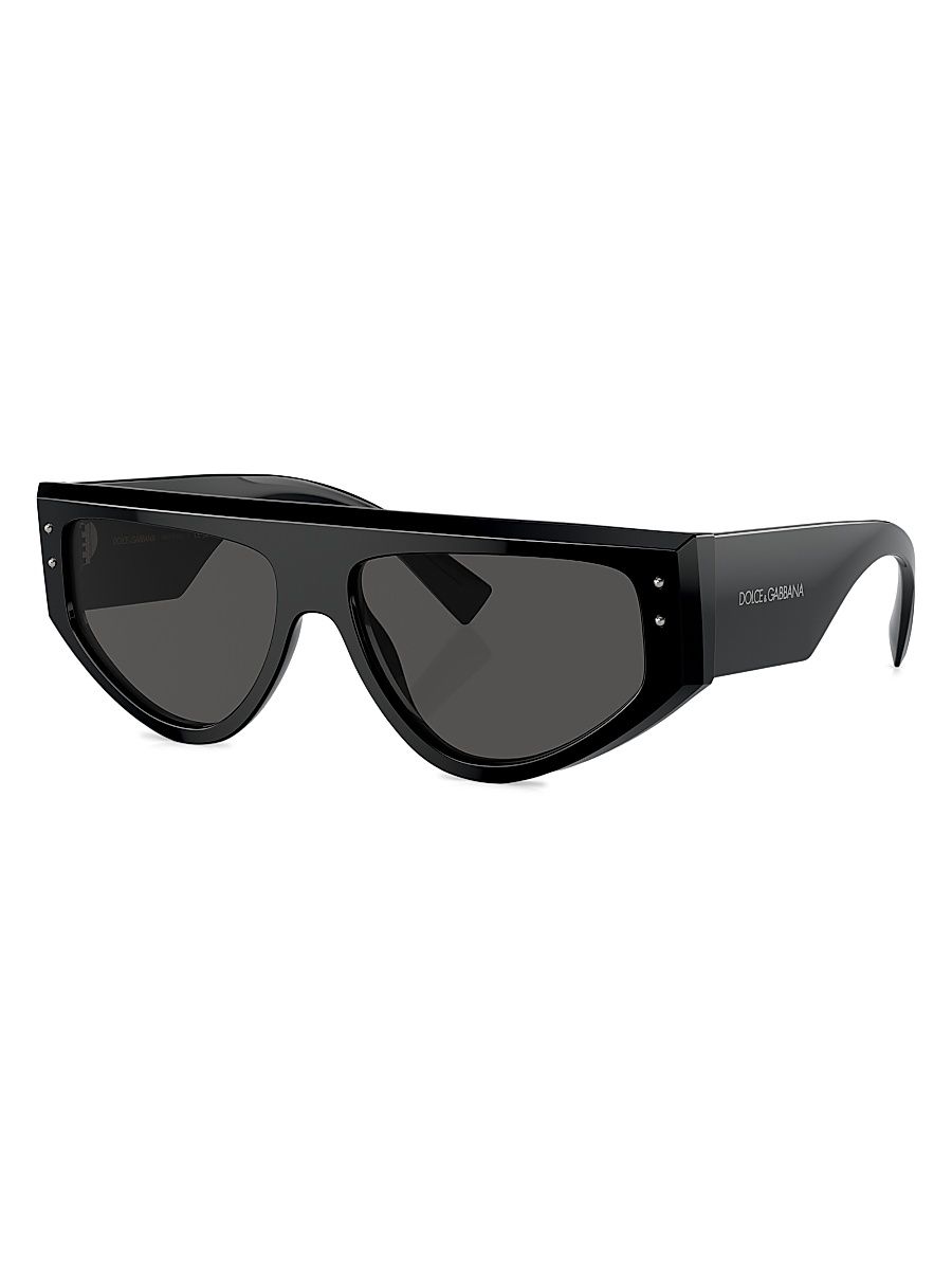 Men's 57MM Rectangular Sunglasses - Black Dark Grey