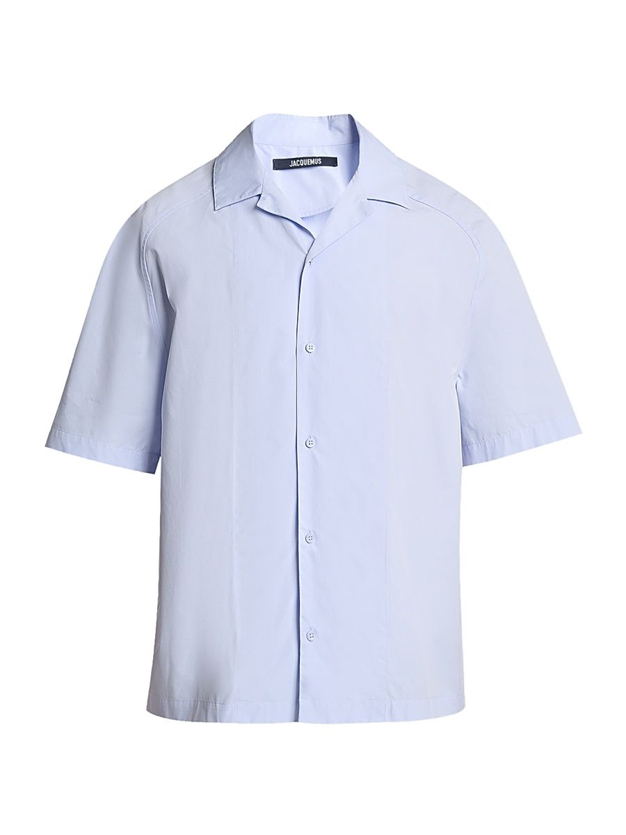 Men's Fonccio Cotton Poplin Camp Shirt - Blue - Size 44