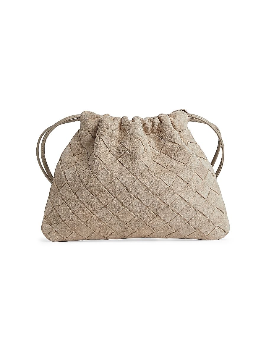 Women's Small Dustbag Intrecciato Suede Crossbody Bag - Ecru Gold