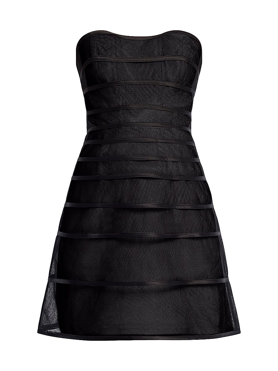 Women's Sheer Volume Strapless Minidress - Black Almond - Size 14