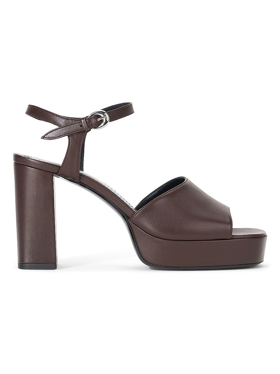 Women's Jodie Leather 100MM Platform Heels - Espresso - Size 10.5