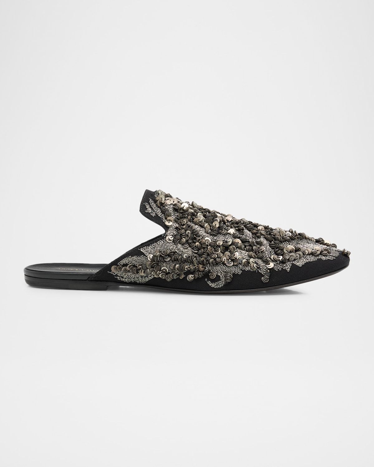 Men & apos;s Sequin and Bead Embellished Mule Slippers