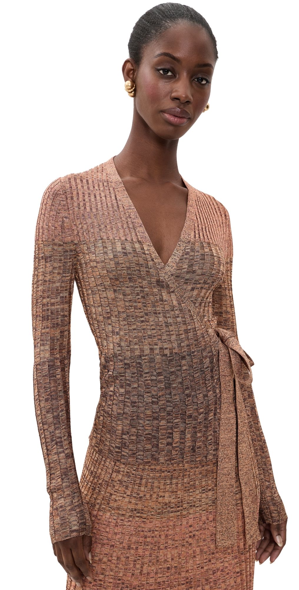 Zimmermann Mouline Rib Sweater Wrap Top Chocolate Multi 2