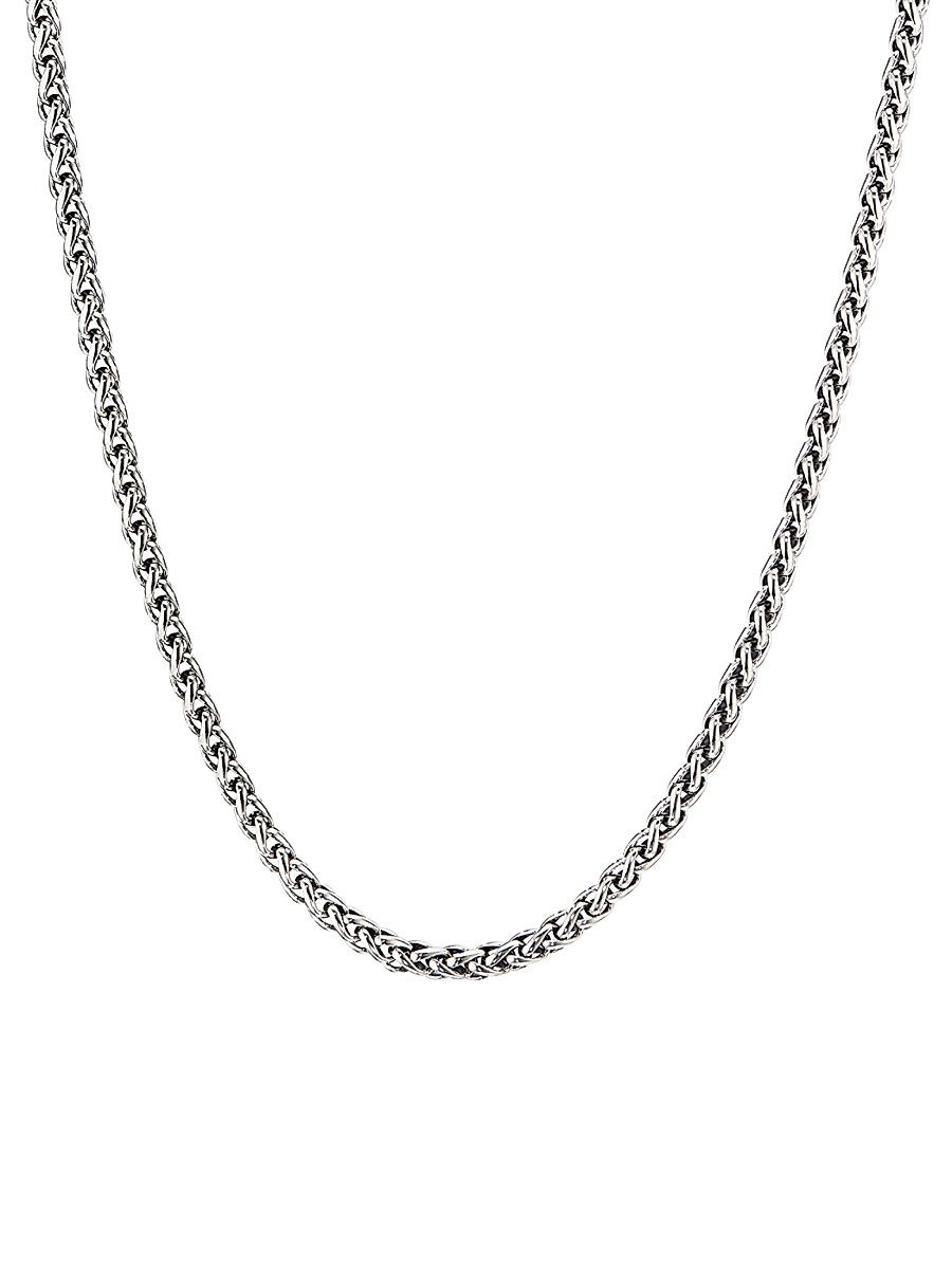 Men's Wheat Chain Necklace in Sterling Silver, 4mm - Silver - Size 22