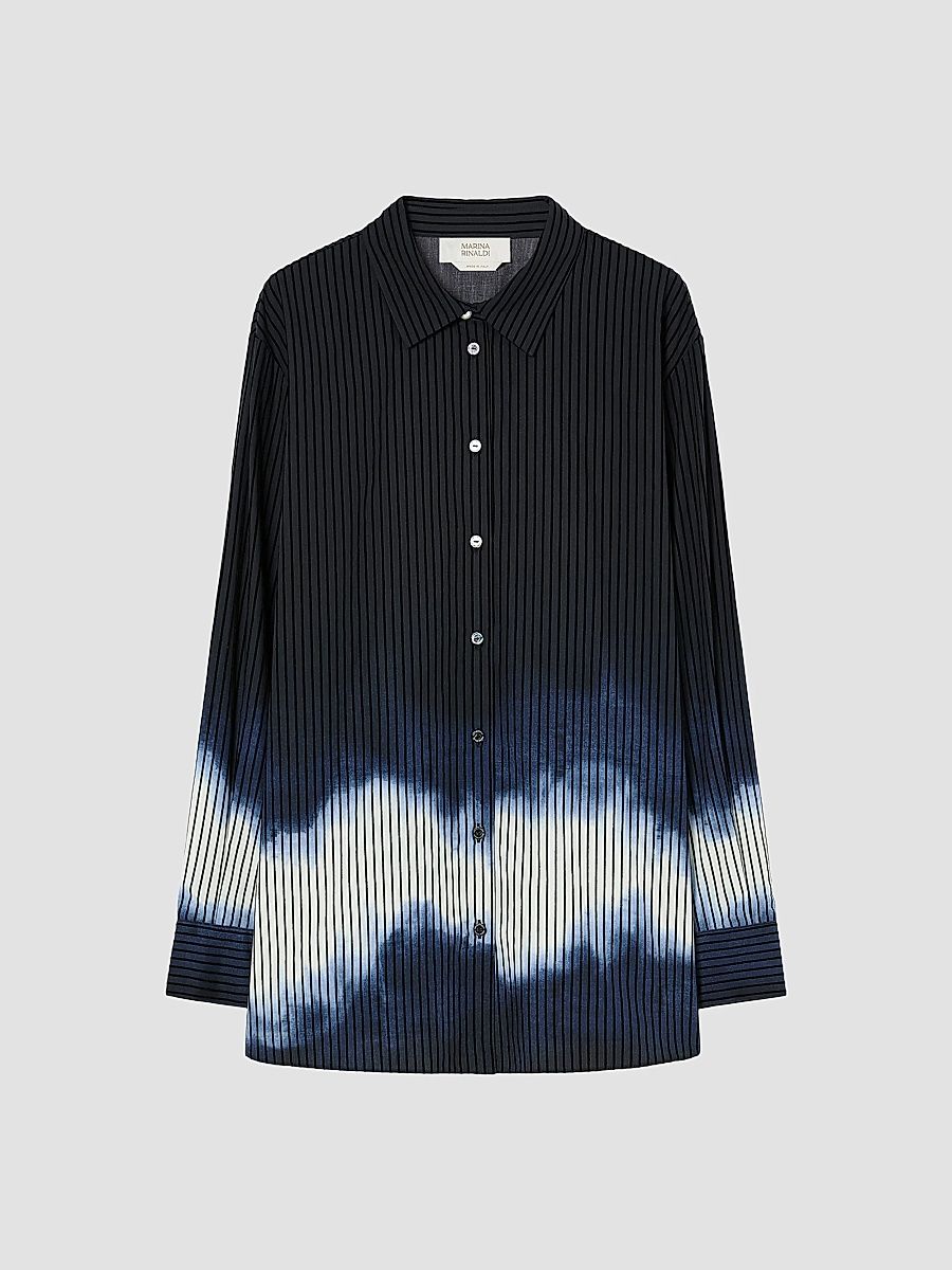Women's Poplin Shirt - Blue Black - Size 20