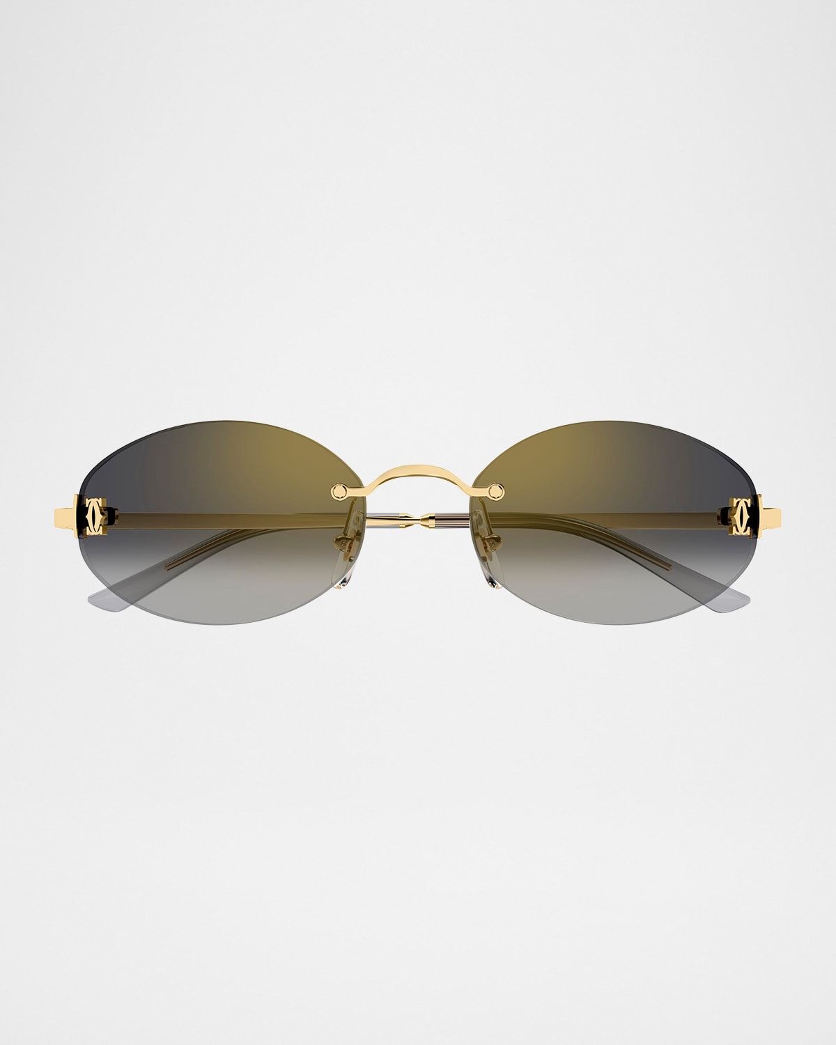 C de Cartier Rimless Metal Oval Sunglasses