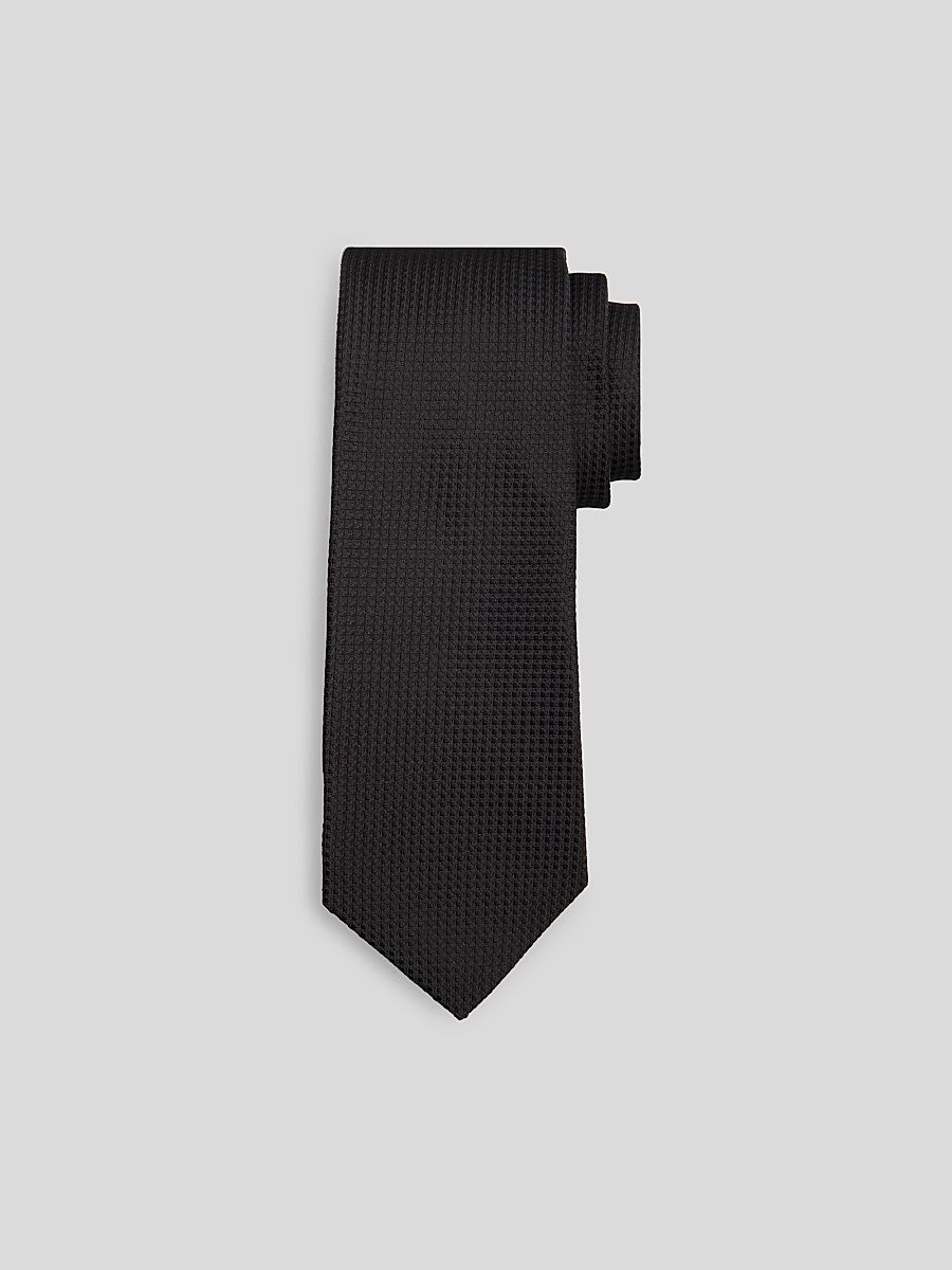 Men's Geometric Woven Silk Tie - Dark Grey