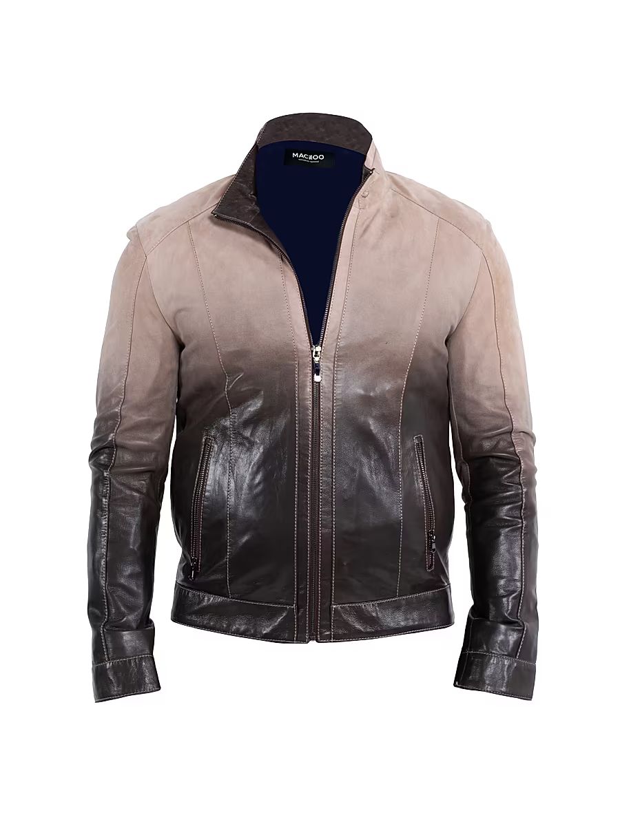 Men's Leather Degrade Jacket - Brown - Size XL