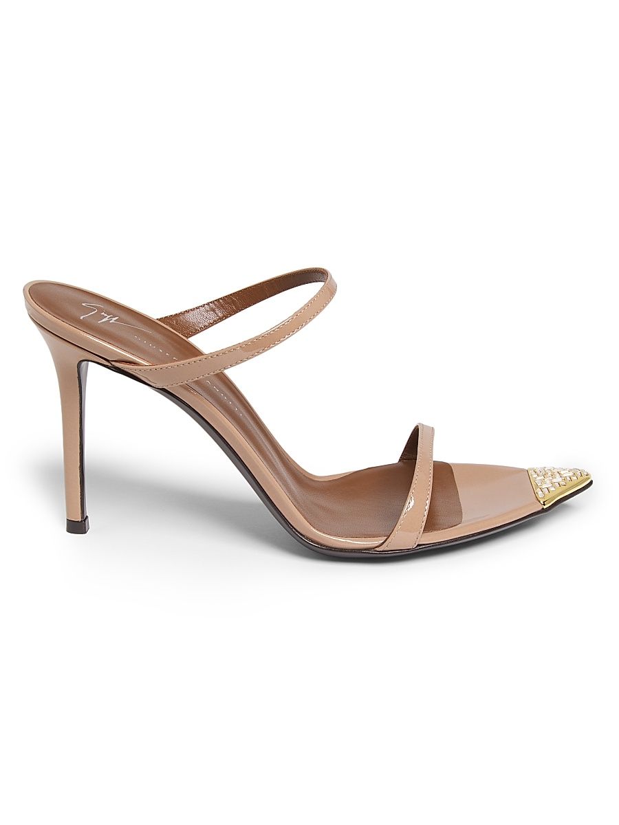 Women's Intrigo 90MM Crystal-Embellished Patent Leather Sandals - Viper Oro - Size 10.5