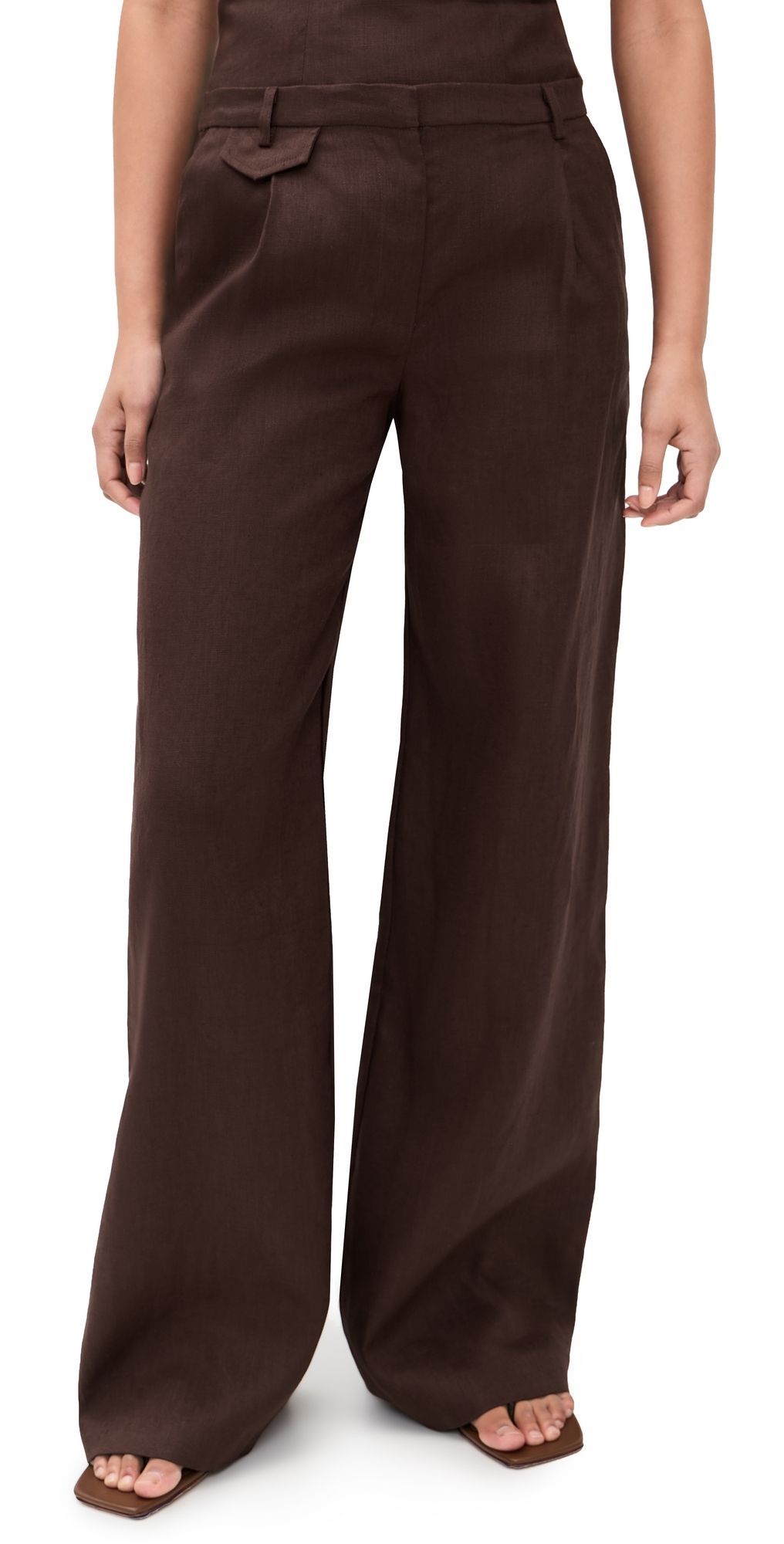 BARDOT Geordy Hipster Linen Pants Chocolate 8