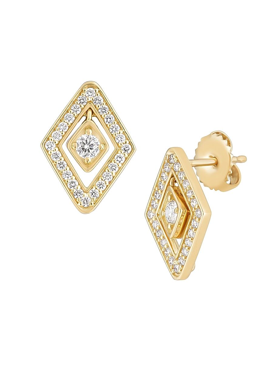 Women's Diamante 18K Yellow Gold & 0.55 TCW Diamond Drop Earrings - Yellow Gold