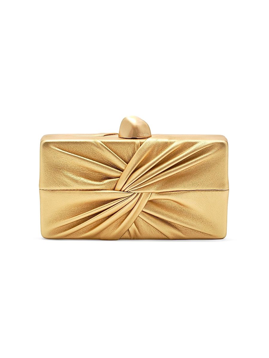 Women's Lisse Knotted Leather Clutch - Brass