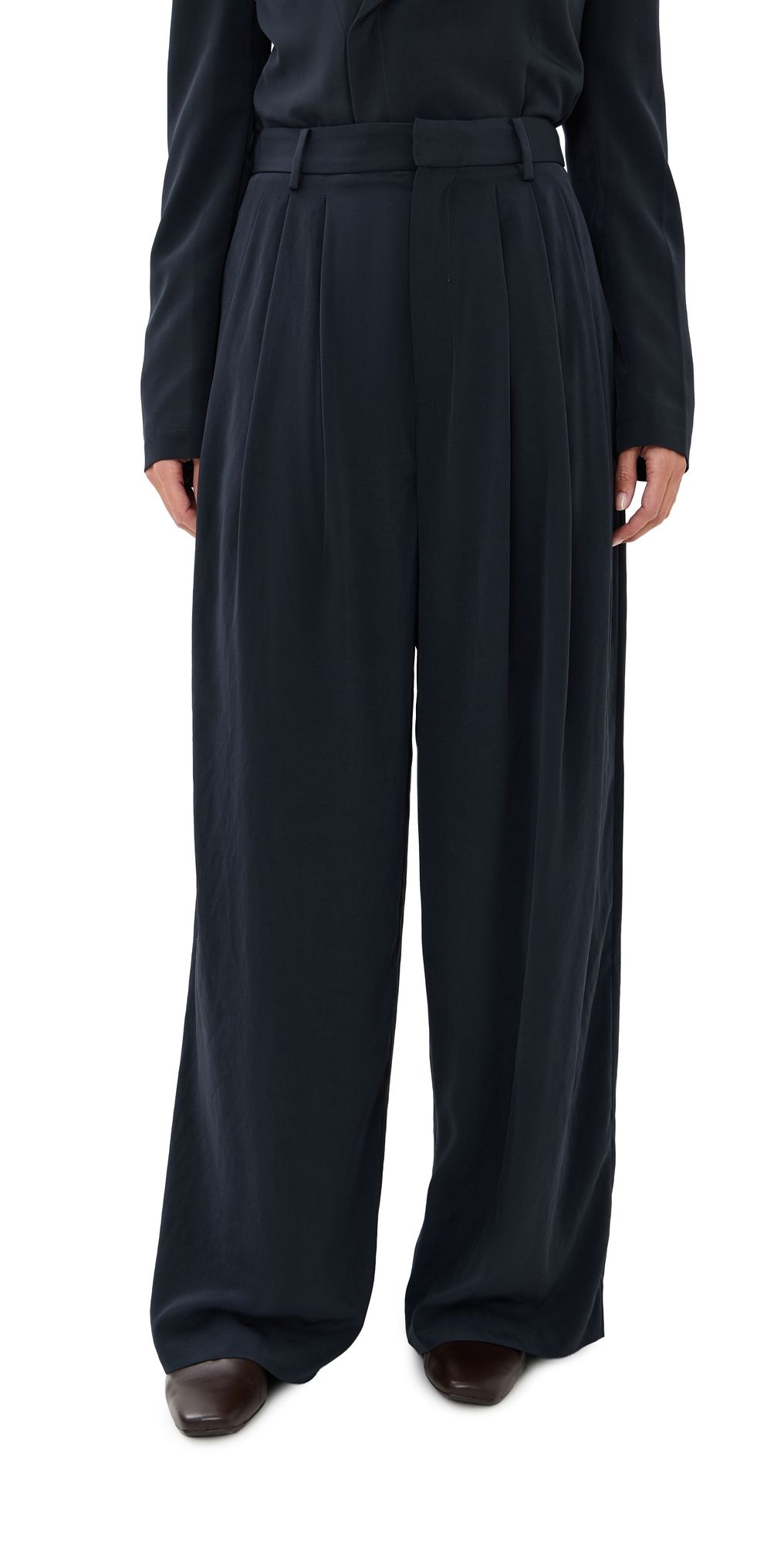 Tibi Relaxed Suiting Triple Pleat Pants Navy 6