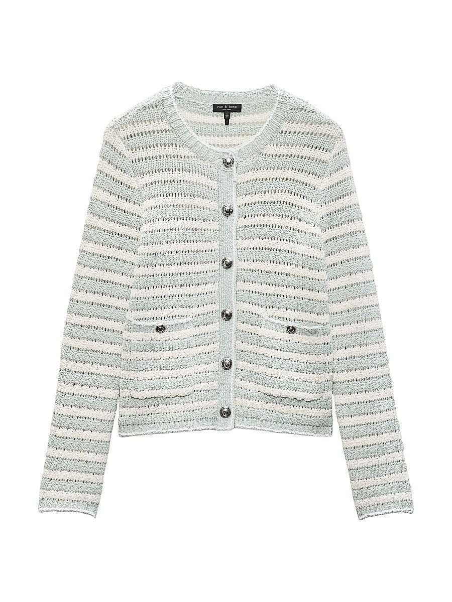 Women's Jace Striped Lady Cardigan - Green Multi - Size Small